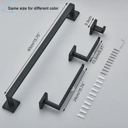 Minimalist matte black stainless steel bathroom accessories set