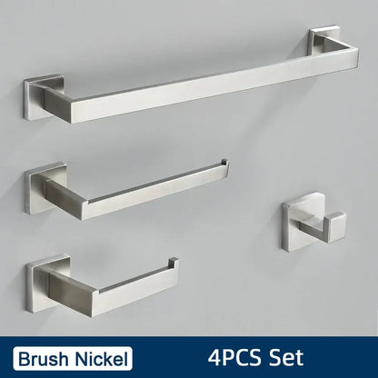 Minimalist matte black stainless steel bathroom accessories set