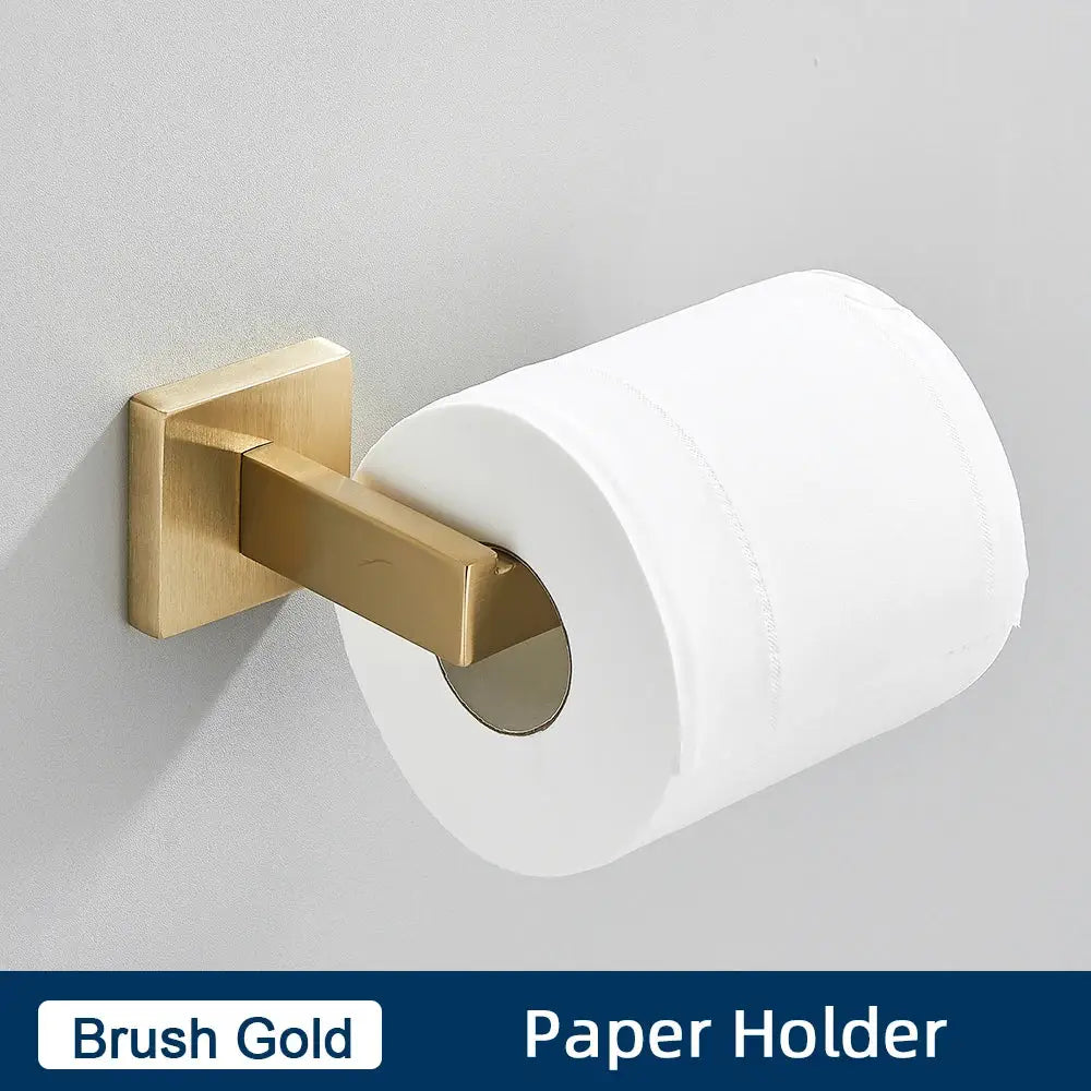 Minimalist matte black stainless steel bathroom accessories set