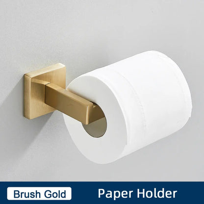 Minimalist matte black stainless steel bathroom accessories set