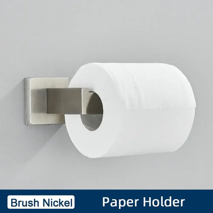 Minimalist matte black stainless steel bathroom accessories set