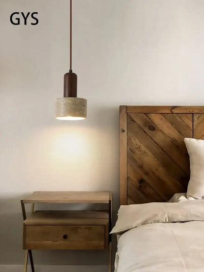 Minimalist matte brown and concrete pendant lamp dining room cream wind led