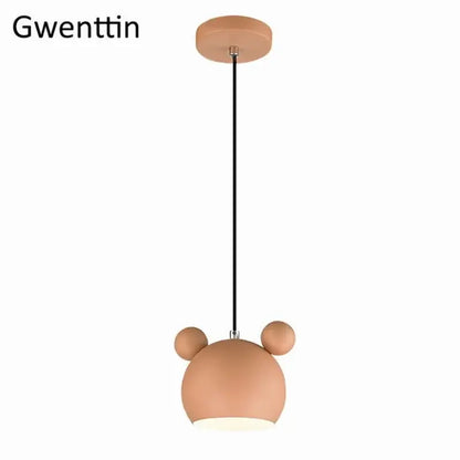 Minimalist matte cartoon mouse pendant light bedroom led lamp