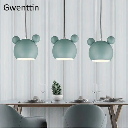 Minimalist matte cartoon mouse pendant light bedroom led lamp