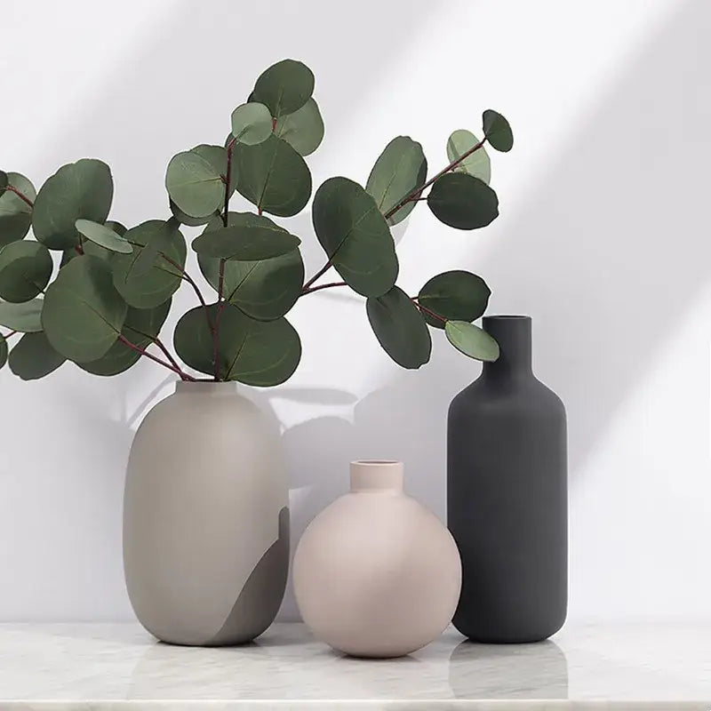 Minimalist matte pastel geometric ceramic vase living room decor