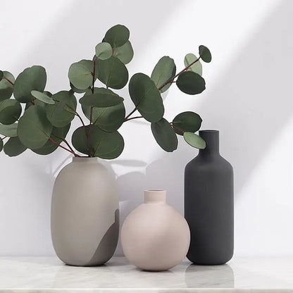 Minimalist matte pastel geometric ceramic vase living room decor