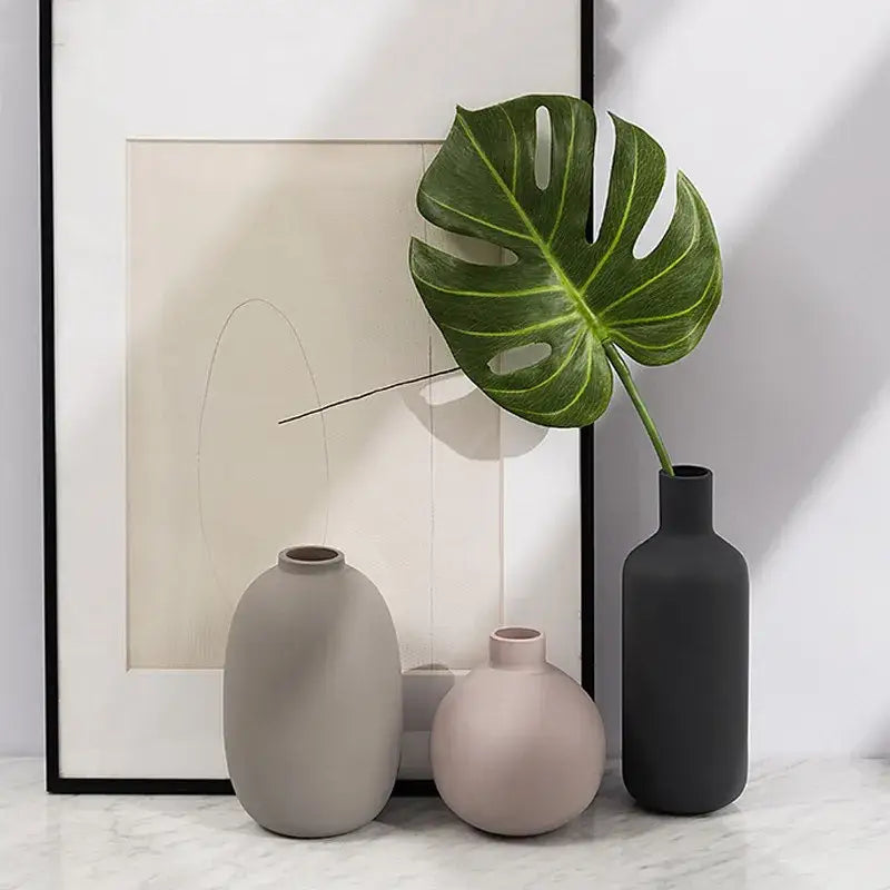 Minimalist matte pastel geometric ceramic vase living room decor