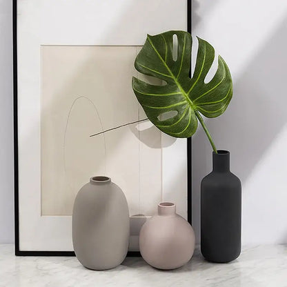 Minimalist matte pastel geometric ceramic vase living room decor