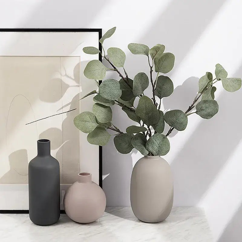 Minimalist matte pastel geometric ceramic vase living room decor