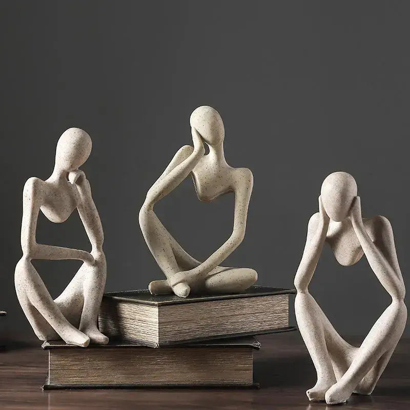 Minimalist matte white abstract thinker woman figurine living room decor