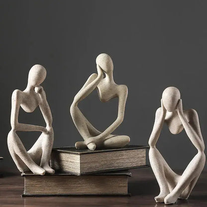 Minimalist matte white abstract thinker woman figurine living room decor