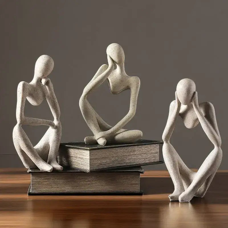 Minimalist matte white abstract thinker woman figurine living room decor