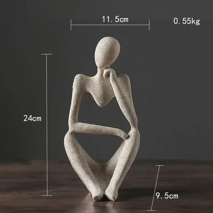 Minimalist matte white abstract thinker woman figurine living room decor