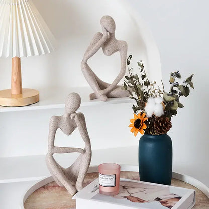 Minimalist matte white abstract thinker woman figurine living room decor