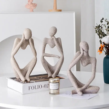 Minimalist matte white abstract thinker woman figurine living room decor