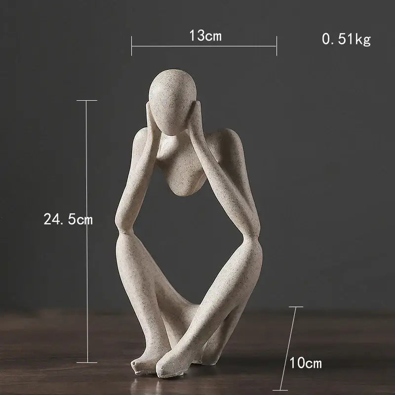 Minimalist matte white abstract thinker woman figurine living room decor