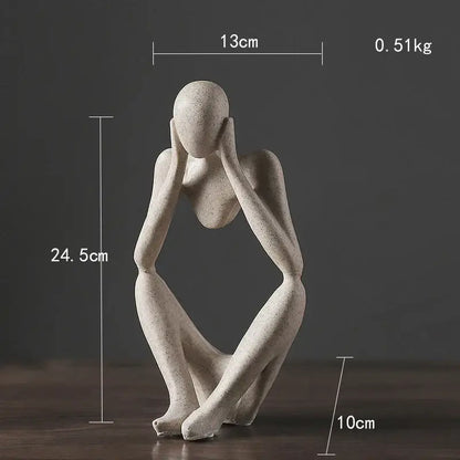 Minimalist matte white abstract thinker woman figurine living room decor
