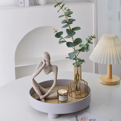 Minimalist matte white abstract thinker woman figurine living room decor