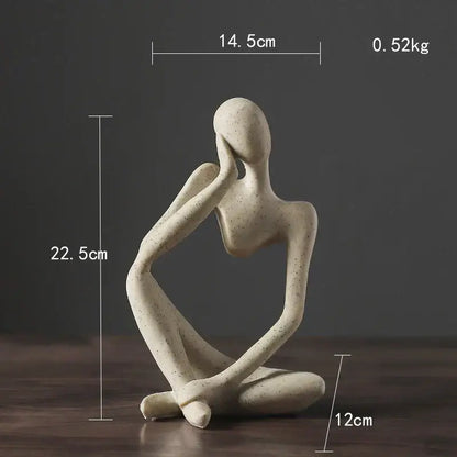 Minimalist matte white abstract thinker woman figurine living room decor