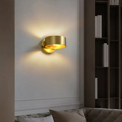 DecorBites™ Minimalist Metal Circle Wall Lamp - Brass Sconce Lighting for Bedroom