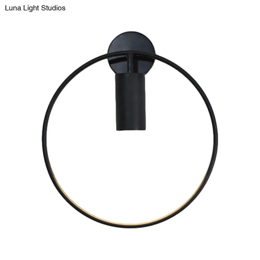 DecorBites™ Minimalist Metal Circular Sconce Light: Wall Mounted Black Lamp for Living Room