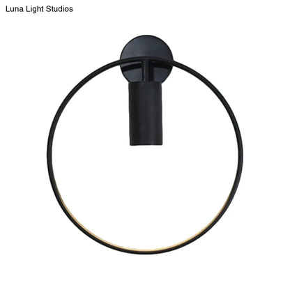 DecorBites™ Minimalist Metal Circular Sconce Light: Wall Mounted Black Lamp for Living Room