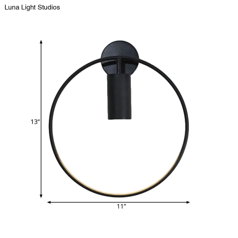 DecorBites™ Minimalist Metal Circular Sconce Light: Wall Mounted Black Lamp for Living Room