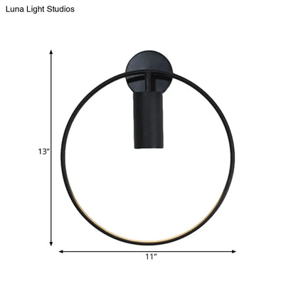 DecorBites™ Minimalist Metal Circular Sconce Light: Wall Mounted Black Lamp for Living Room