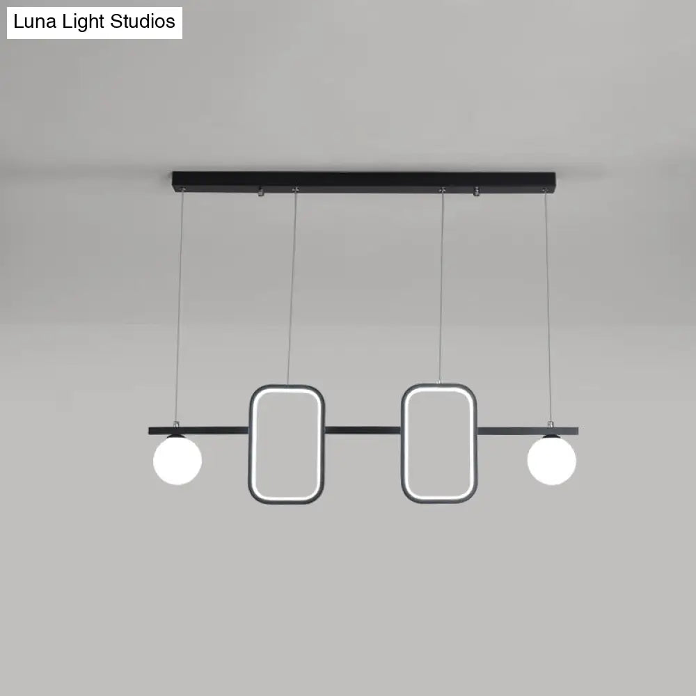 DecorBites™ Minimalist Metal Dining Room Island Ceiling Light with Symmetrical Geometric LED Design and Cream Glass Shade