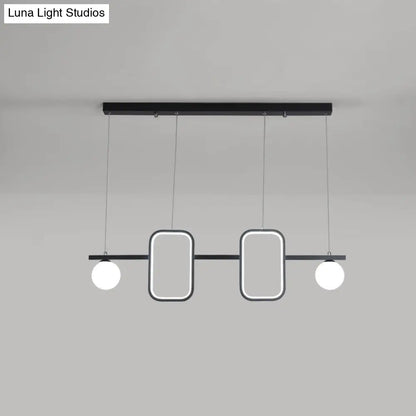 DecorBites™ Minimalist Metal Dining Room Island Ceiling Light with Symmetrical Geometric LED Design and Cream Glass Shade