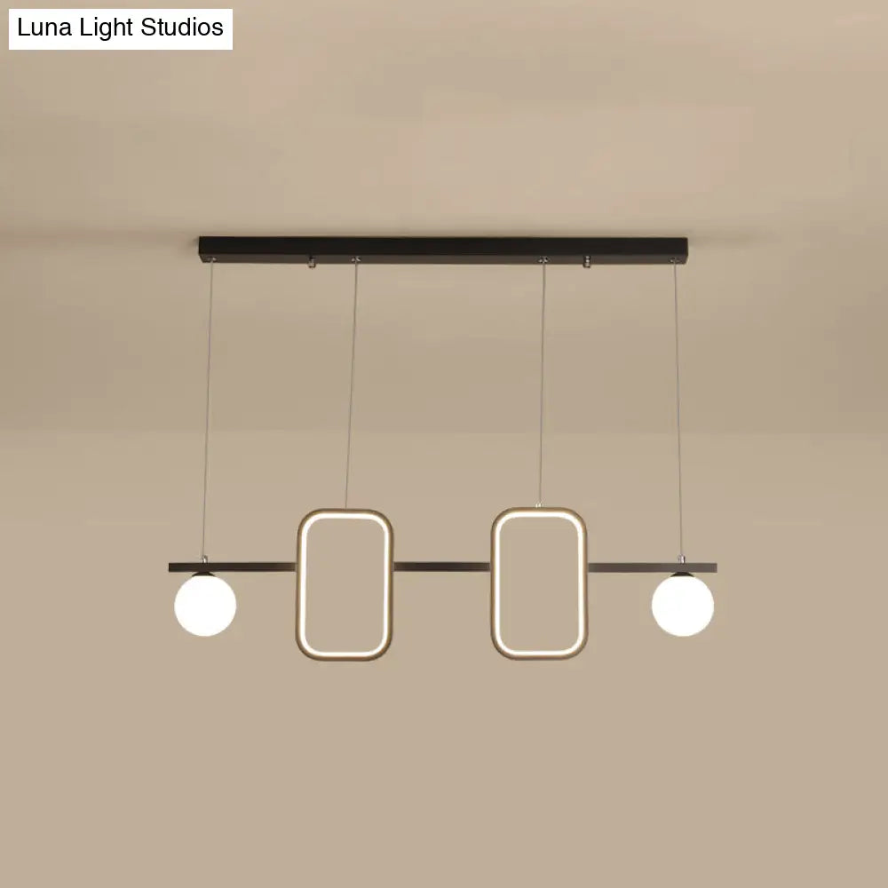 DecorBites™ Minimalist Metal Dining Room Island Ceiling Light with Symmetrical Geometric LED Design and Cream Glass Shade