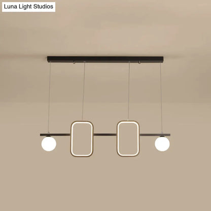DecorBites™ Minimalist Metal Dining Room Island Ceiling Light with Symmetrical Geometric LED Design and Cream Glass Shade