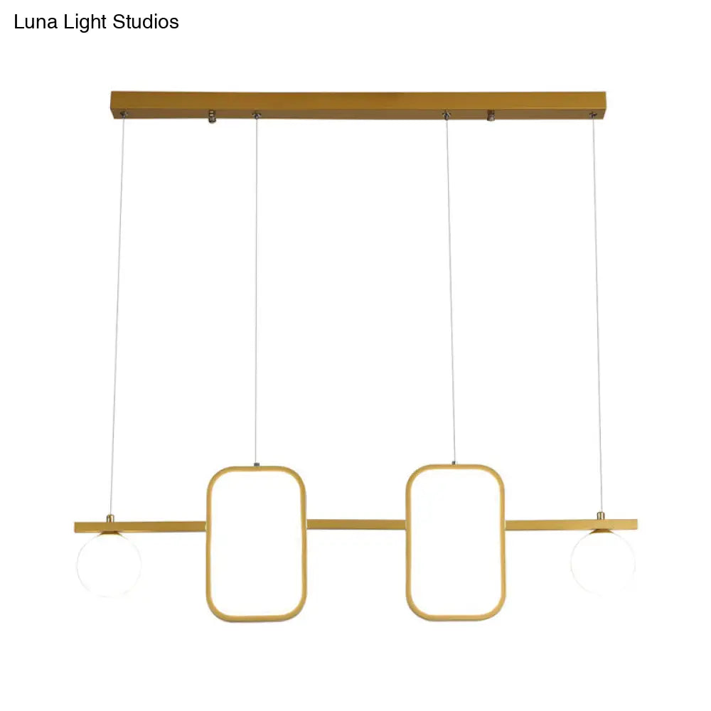 DecorBites™ Minimalist Metal Dining Room Island Ceiling Light with Symmetrical Geometric LED Design and Cream Glass Shade
