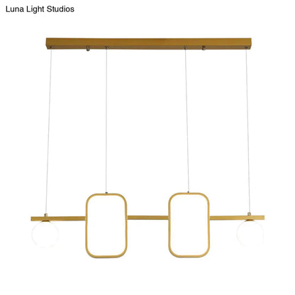 DecorBites™ Minimalist Metal Dining Room Island Ceiling Light with Symmetrical Geometric LED Design and Cream Glass Shade