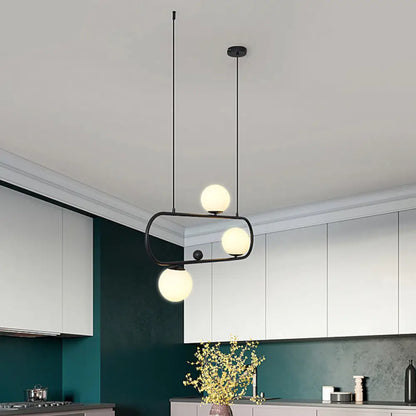 DecorBites™ Minimalist Metal Island Light with Milk Glass Shade