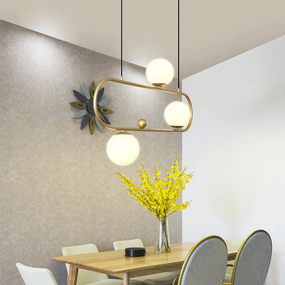 DecorBites™ Minimalist Metal Island Light with Milk Glass Shade