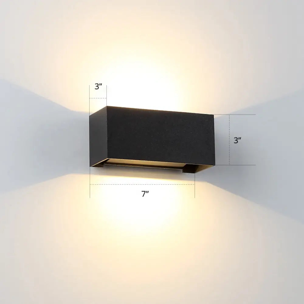 DecorBites™ Minimalist Metal Matte Black Rectangle LED Wall Washer Sconce Light for Yard