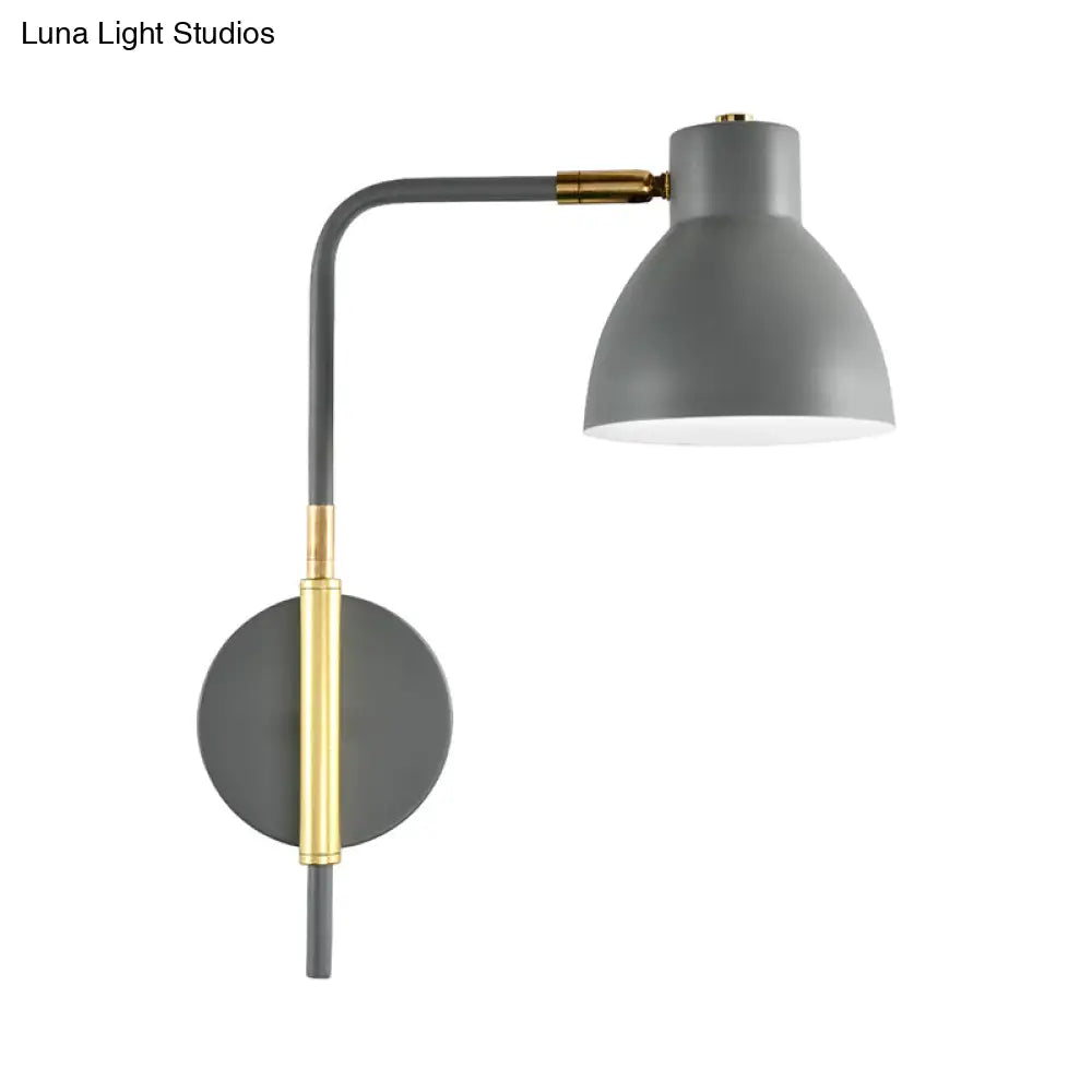 DecorBites™ Minimalist Metal Wall Mounted Light with Dome Shade - Rectangular Arm Sconce in Grey/White/Green, 5.5" Wide