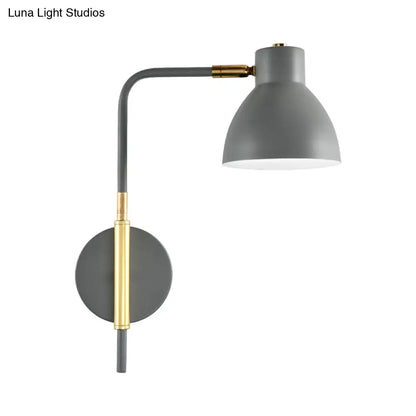 DecorBites™ Minimalist Metal Wall Mounted Light with Dome Shade - Rectangular Arm Sconce in Grey/White/Green, 5.5" Wide