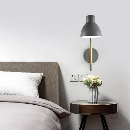 DecorBites™ Minimalist Metal Wall Mounted Light with Dome Shade - Rectangular Arm Sconce in Grey/White/Green, 5.5" Wide