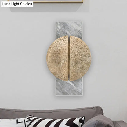DecorBites™ Minimalist Metallic Circle Wall Lamp with LED Sconce - Black/White - Rectangle Marble Backplate - Warm/White Light