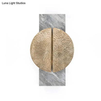 DecorBites™ Minimalist Metallic Circle Wall Lamp with LED Sconce - Black/White - Rectangle Marble Backplate - Warm/White Light