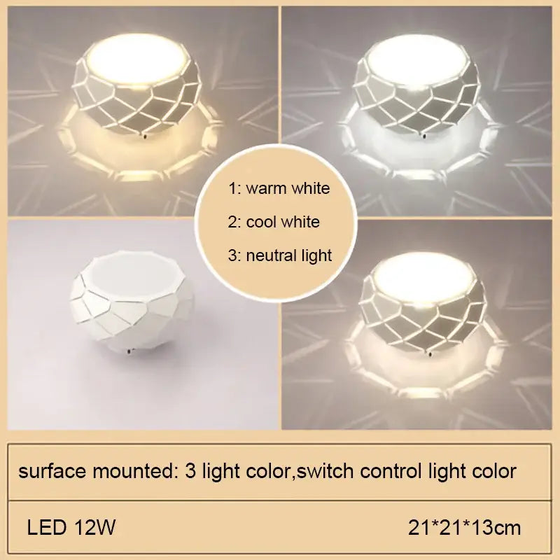 Minimalist metallic dimmable led ceiling light aisle cylinder lamp