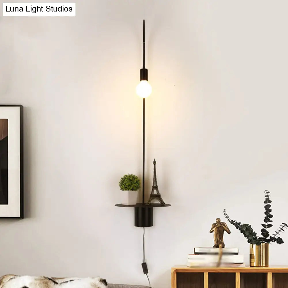 DecorBites™ Minimalist Metallic Gooseneck Wall Sconce with Bulb - Black/White/Gold Lighting Fixture