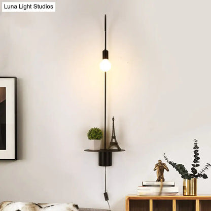 DecorBites™ Minimalist Metallic Gooseneck Wall Sconce with Bulb - Black/White/Gold Lighting Fixture