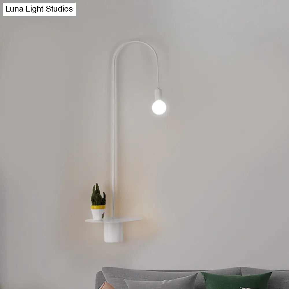 DecorBites™ Minimalist Metallic Gooseneck Wall Sconce with Bulb - Black/White/Gold Lighting Fixture