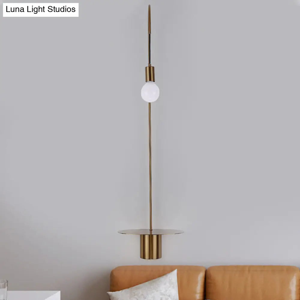 DecorBites™ Minimalist Metallic Gooseneck Wall Sconce with Bulb - Black/White/Gold Lighting Fixture