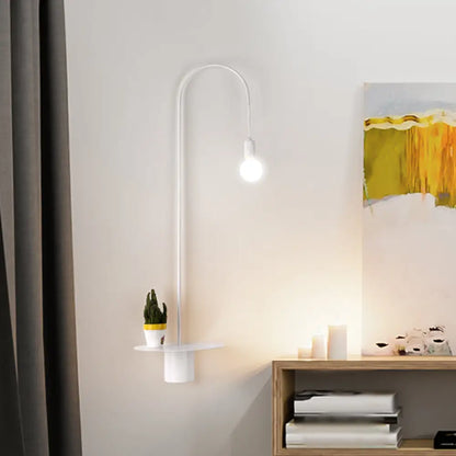 DecorBites™ Minimalist Metallic Gooseneck Wall Sconce with Bulb - Black/White/Gold Lighting Fixture