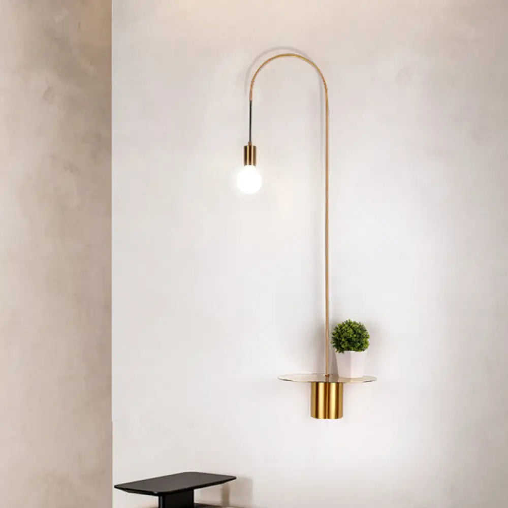 DecorBites™ Minimalist Metallic Gooseneck Wall Sconce with Bulb - Black/White/Gold Lighting Fixture