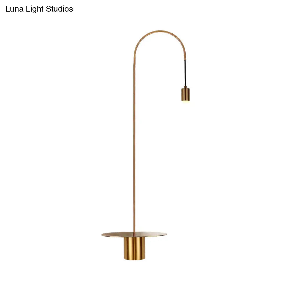 DecorBites™ Minimalist Metallic Gooseneck Wall Sconce with Bulb - Black/White/Gold Lighting Fixture